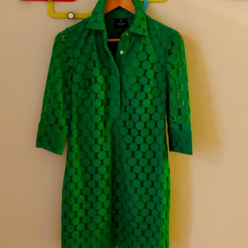 Adrianna Papell dot lace shirt dress size 4